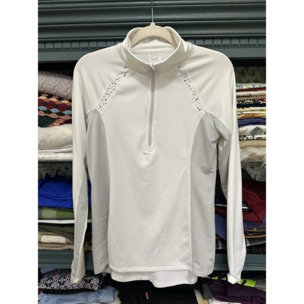 Layer 8 1/4 Zip Base Layer Pullover Light Weight Quick Dry White Gray